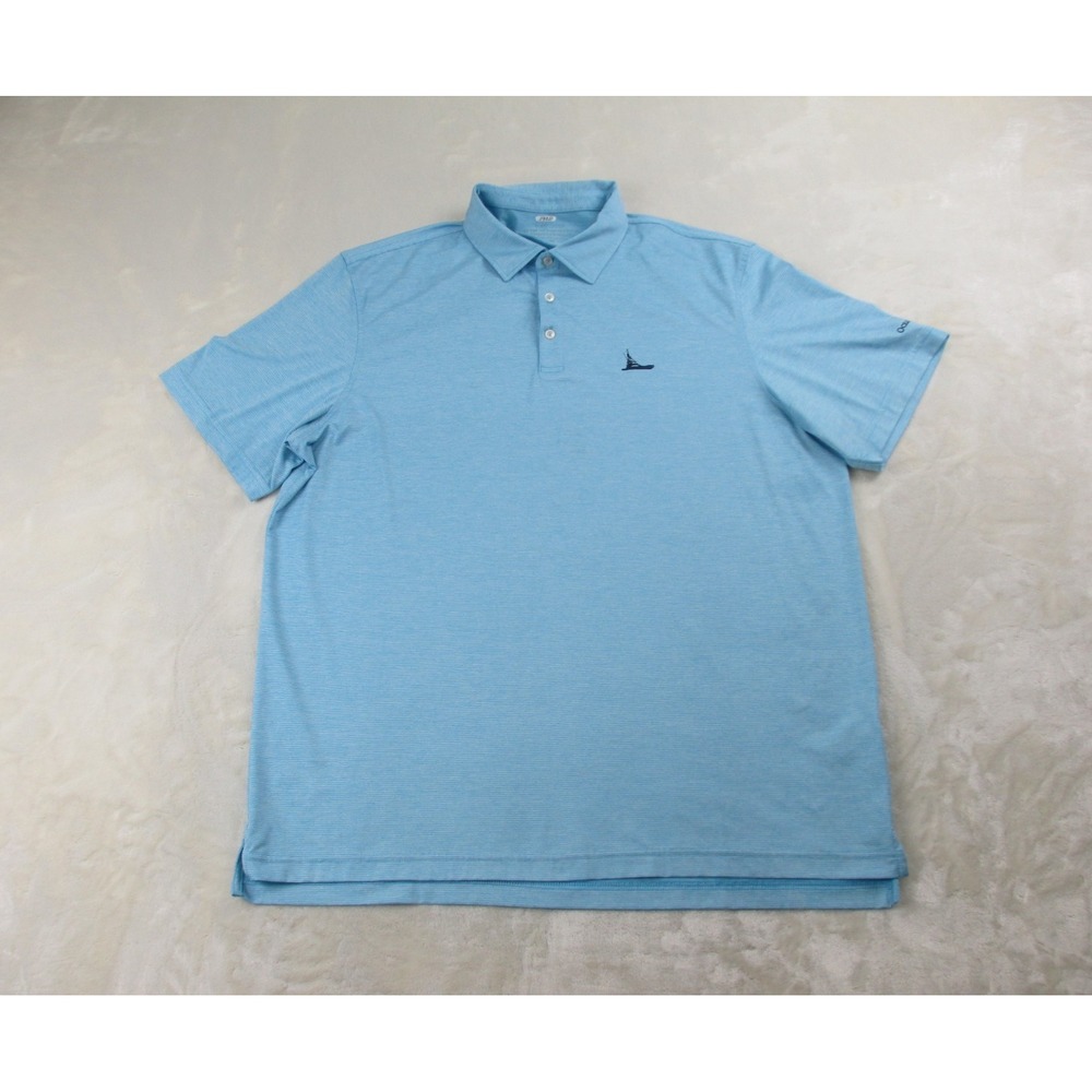 Vineyard Vines Polo Shirt Mens Extra Large Blue Striped On The Go Sankaty Whale*